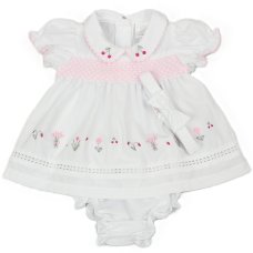 K14226: Baby Girls Dress, Pant & Headband Set (NB-6 Months)
